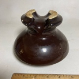 Large Vintage Brown Porcelain Insulator