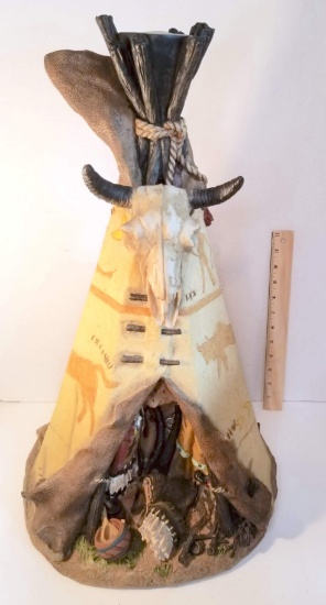 Molded Resin Native American Teepee Figurine