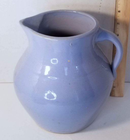 Vintage Blue Pottery Pitcher Numbered On the Bottom