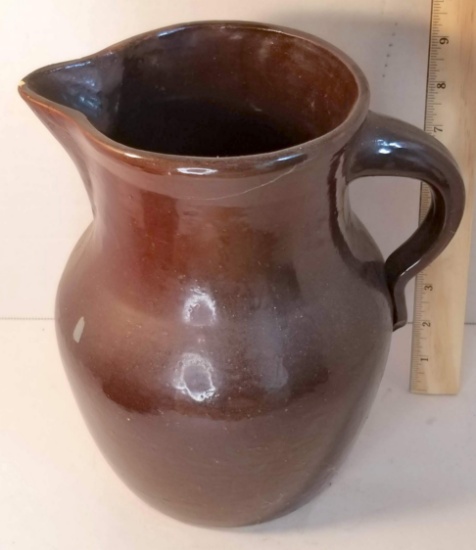 Vintage Dark Brown Pottery Pitcher