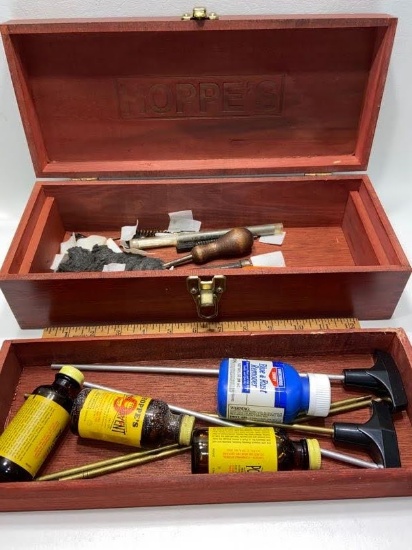 Hoppes Gun Cleaning Kit in Wooden Hinged Box