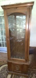 Tall Wooden Lighted Gun Cabinet with Lower Cabinet Fits 6 Long Guns