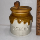 Ceramic Honey Jar with Wooden Honey Stick