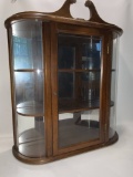 Wooden Curved Glass Display Cabinet for Wall or Tabletop