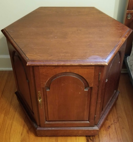 Mid-Century Octagonal End Table with Lower Storage