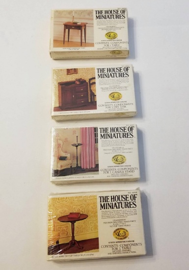 Lot of 4 "House of Miniatures" Unassembled Doll Furniture in Original Boxes