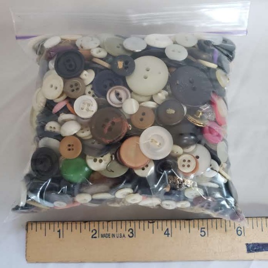 Bag of Assorted Vintage Buttons, Great for Crafts