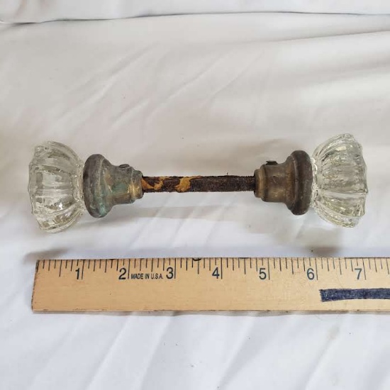 Vintage Door Knob Assembly with Glass Knobs