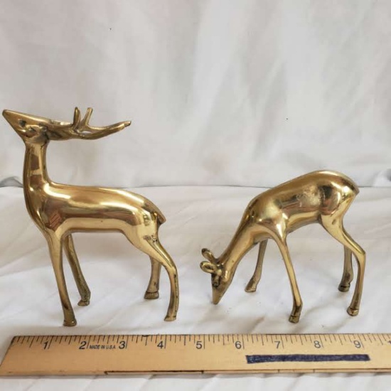 Vintage Brass Buck and Doe Figurines