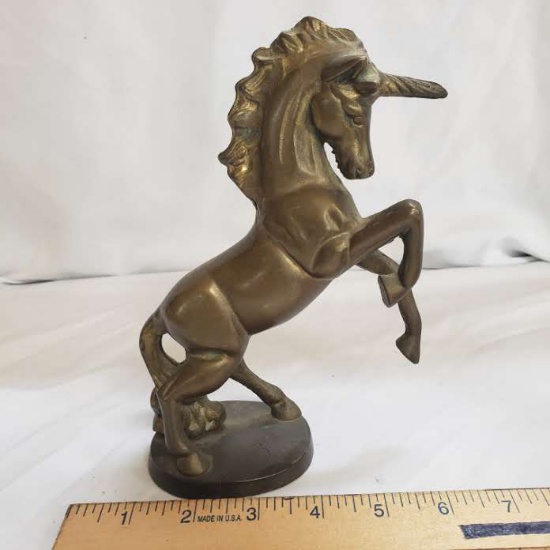 Vintage MSR Imports Heavy Brass Unicorn Figurine