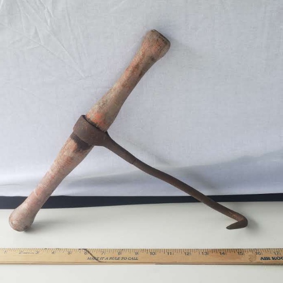 Antique Grab Hook with Wood Handle