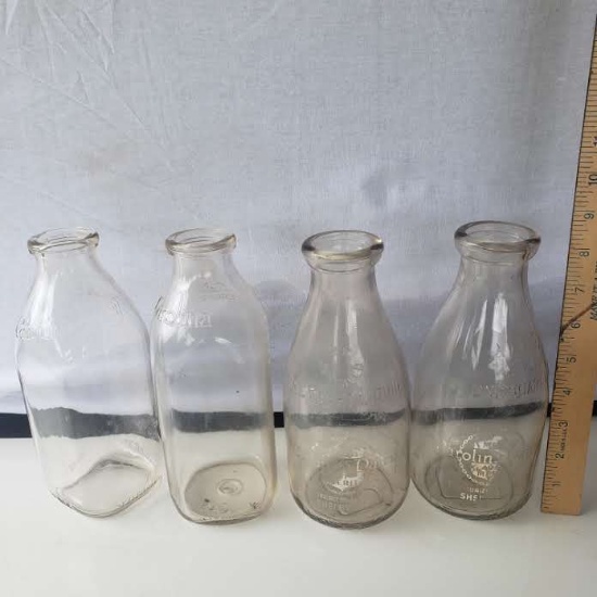 Lot of Vintage Carolina Dairy, Shelby NC Glass Milk Bottles, Quart Size