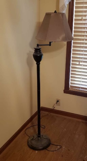 Swing Arm Bronze Tone Floor Lamp with Multiple Brightness Levels - Works