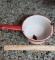 White Enamel Ware Pot with Red Handle & Rim
