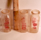 Lot of 3 Vintage Glass PET Milk Bottles