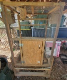 Large Wooden Hand Made Bird/Animal Cage on Casters