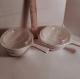 Pair of Cornflower Blue Corning Ware Pots with Lids