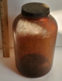 Large Brown Glass Jar with Lid