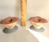 Pair of Vintage Hull Pottery Candlesticks