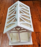 White Wooden Table Top Greenhouse Style Box with Hinged Top