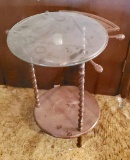 2-Tier Wooden Vintage Stand with Glass Top
