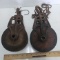 Matching Pair of Hudson Antique Wood and Cast Iron Pulleys