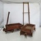 Lot of 2 Wooden Toy Wagons and Ladder