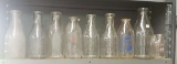 Lot of Miscellaneous Glass Milk Bottles in Vintage Plastic Milk Crate