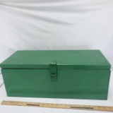 Vintage Metal Painted Green Locking Storage Box