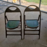 Pair of Vintage Wood Folding Chairs