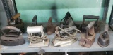 Shelf Lot of Vintage Irons
