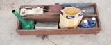 Vintage Wooden Tool Box Full Of Assorted Items