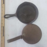 Vintage Cast Iron Skillet Marked 3 and Corn Popper