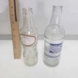 Lot of 2 Vintage Glass Beverage Bottles, Five Points and Grapette