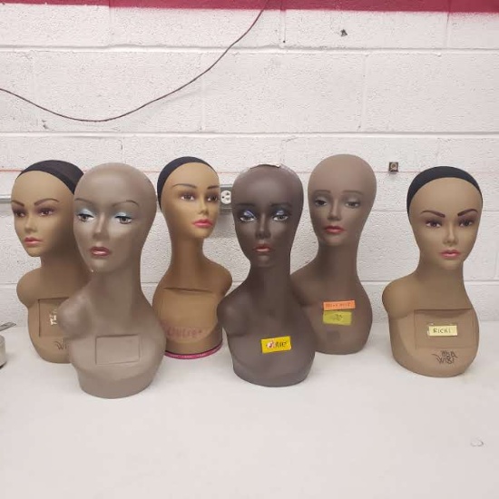Lot of 6 Various High Quality Heavy Mannequin Heads For Wig or Hat Display