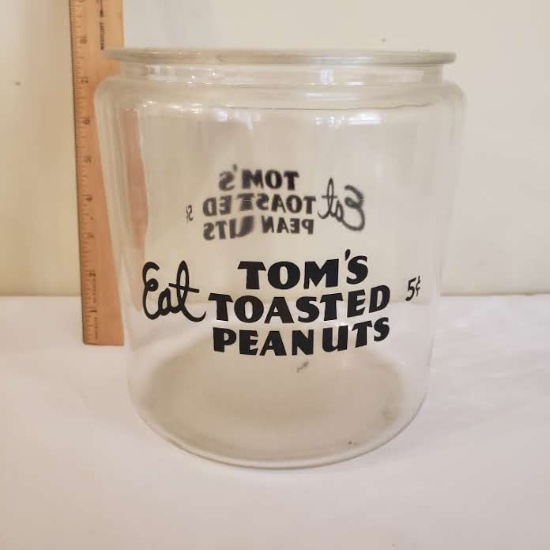 Vintage Eat Tom’s Toasted Peanuts 5 Cents Jar