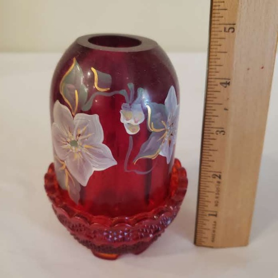 Fenton Glass Hand-painted Fairy Lamp, Signed, Numbered