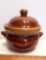 Brown Pottery Bean Pot with Lid