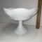 Large Milk Glass Compote with Embossed Grape Design