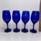 Set of 4 Cobalt Blue Wine Glasses