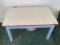Vintage White Enamel Top Table with Wooden Legs