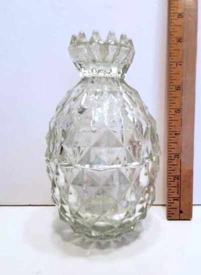 Glass Pineapple Shaped Candy Dish with Diamond Pattern