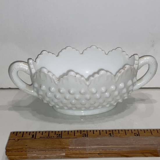 Vintage Milk Glass Hobnail Sugar Bowl