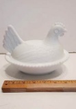 Vintage Milk Glass Hen on a Nest