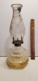 Vintage Glass Oil Lamp with Embossed Farm Scene