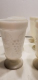 9 Piece Milk Glass Tumblers with Embossed Grape Design