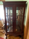 Antique Mahogany Breakfront China Cabinet with Ball & Claw Feet