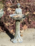 Metal Lady Garden Feeder Statue