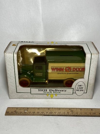 1990 Die-Cast Metal ERTL 1931 Delivery Truck Bank in Box