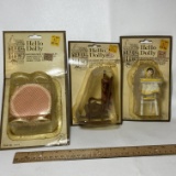 Lot of 3 Vintage Hello Dolly Wooden Mini Collectibles Doll House Furniture in Packages